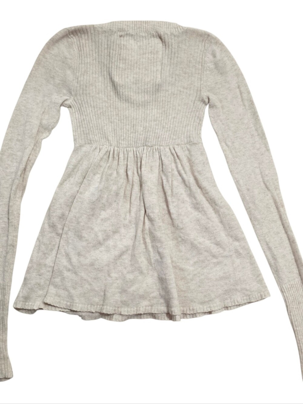 Abercrombie vintage cream knit long sleeve babydoll peplum top - Picture 3 of 3